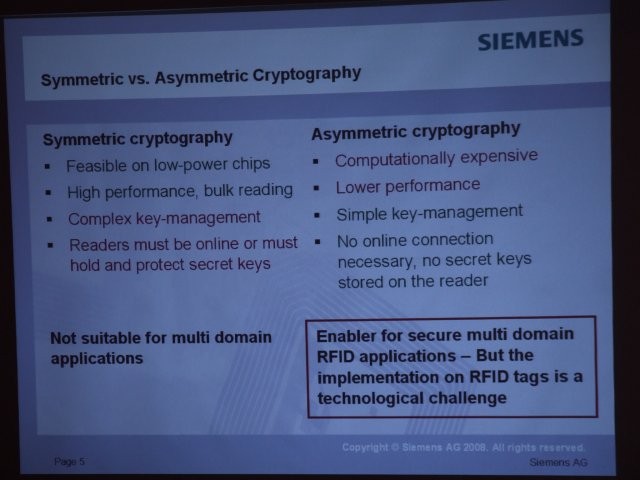 DSCF5003.jpg - Invited Talk: Hermann Seuschek and Holger Bock "A Milestone towards RFID Products Offering Asymmetric Authentication Based on Elliptic Curve Cryptography"