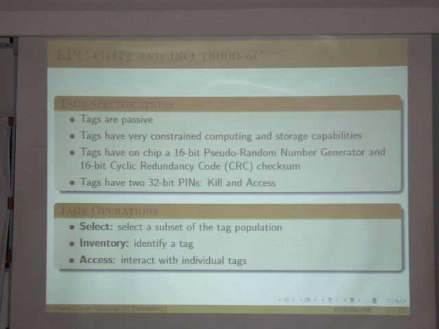 DSCF5060.jpg - Pedro Peris-Lopez: "Vulnerability Analysis of a Mutual Authentication Scheme under the EPC Class-1 Generation-2 Standard"
