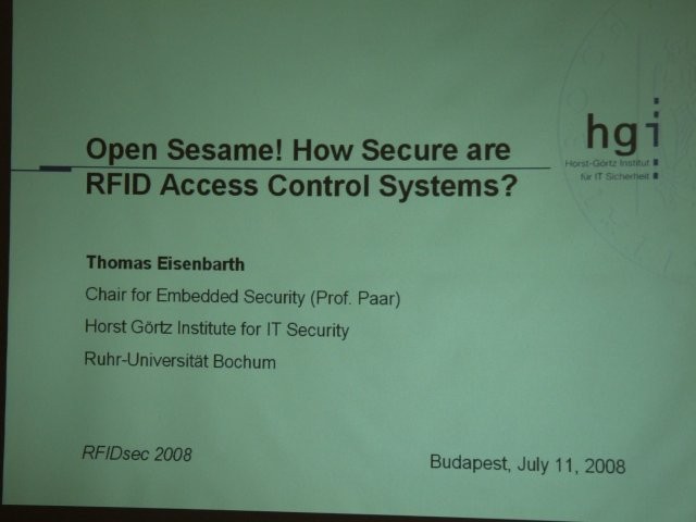 DSCF5250.jpg - Invited Talk: Thomas Eisenbarth "Open Sesame! How Secure are RFID Access Control Systems?"